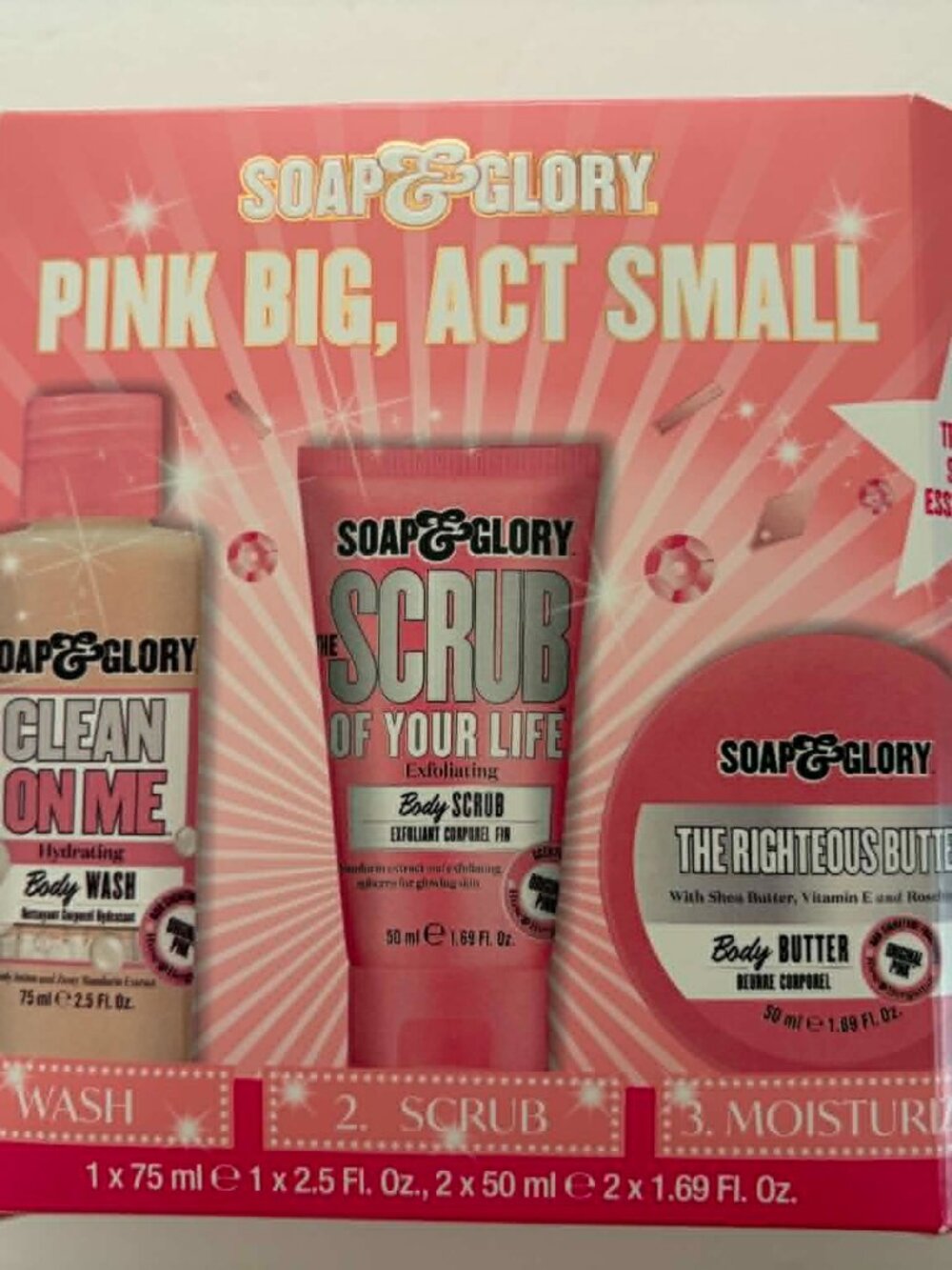 NIB- Soap and Glory Pink Big Act Small Gift Set